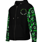 Cyberpunk Style Zipped Hoodie - Emerald Green/Black (Unisex)