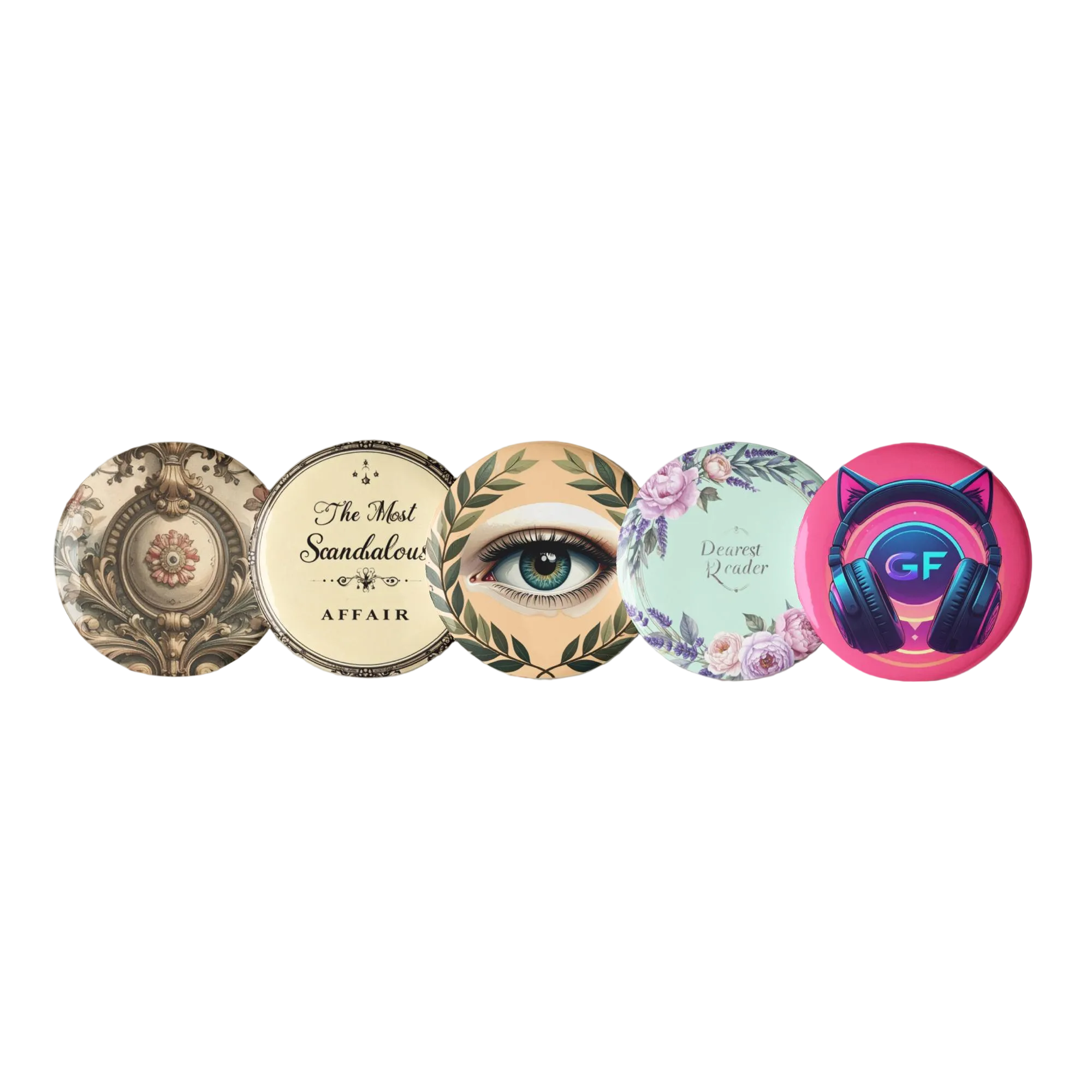 Romantic Button Pin Pack (5 pcs)